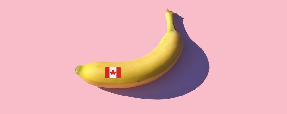 カナダの国旗が描かれたバナナ